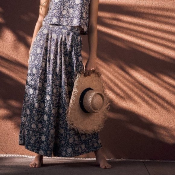 NWT Maelu Hand Block Printed Wide Leg Pants - Picture 2 of 2